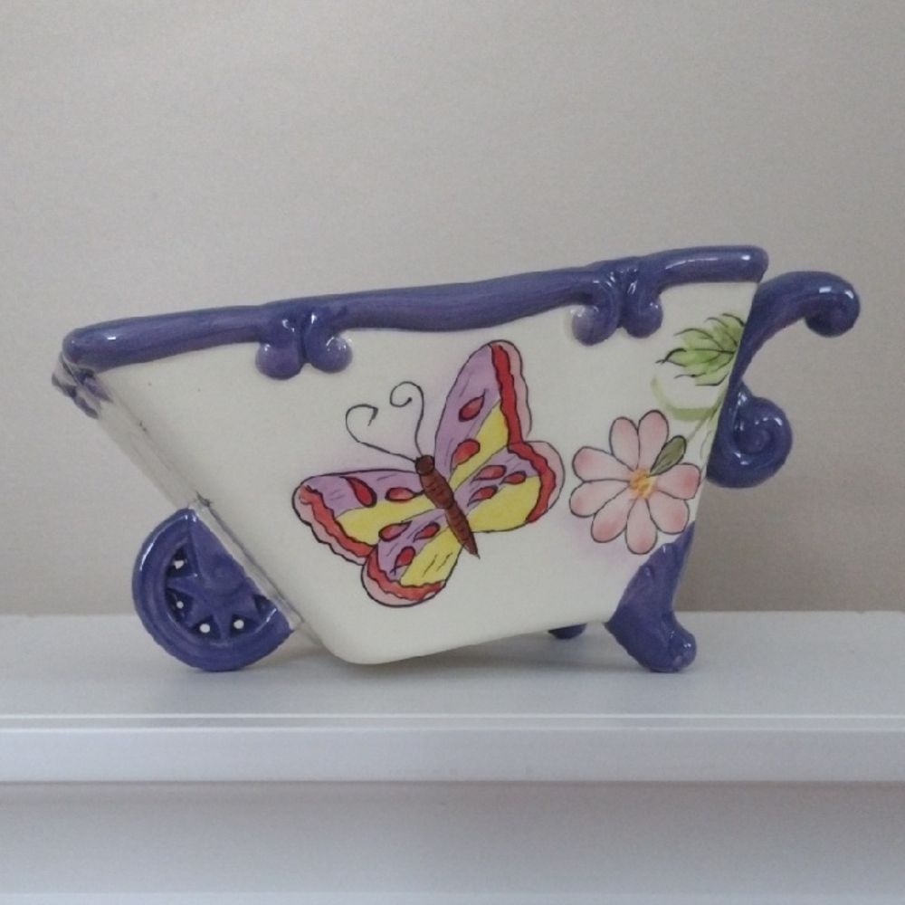 Wheelbarrow Planter Triple AAA Imports Vintage 3.75 Tall